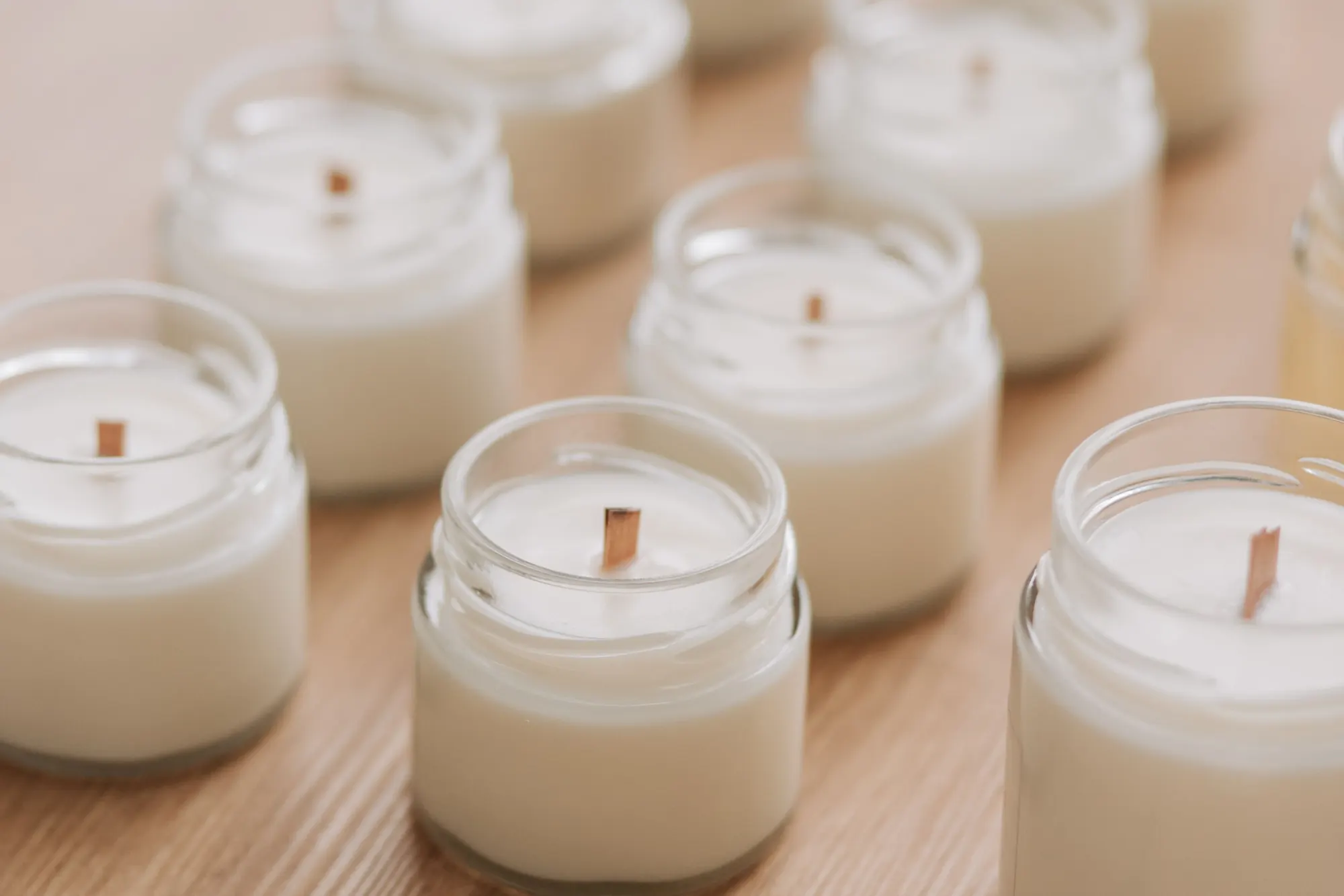 Handmade candles in glass jars