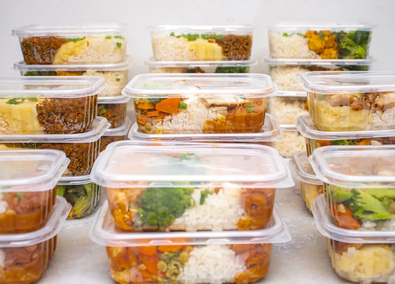 Stacks of meal-prep containers